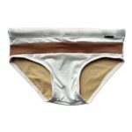 Sunga - Lisa Branca Marrom Recorte Horizontal