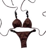 Biquíni Cortininha Marrom Pedras Escuras