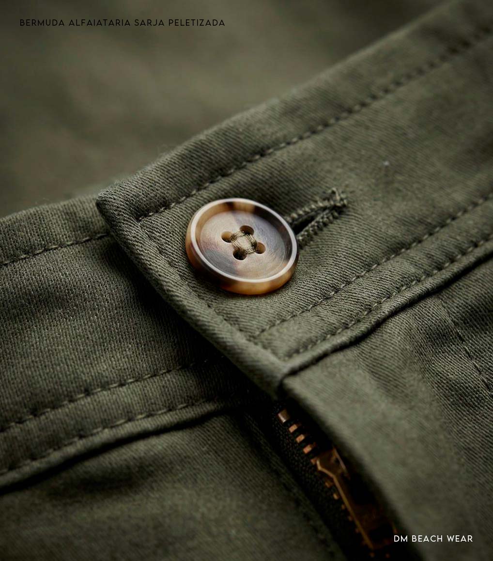 vm03 Bermuda Alfaiataria Sarja Peletizada - Verde Militar - Imagem 2